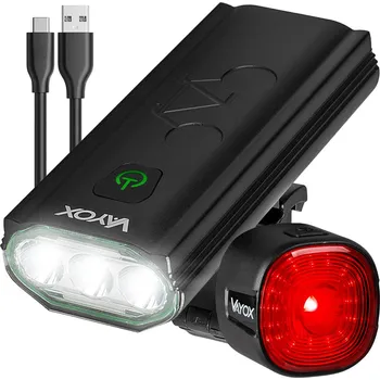 Cyklosvítilna VAYOX Sada cyklistických světel VA0112 + VA0156 přední a zadní USB-C 0,1 MM ČERNÁ