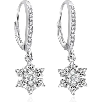 Náušnice Visací stříbrné náušnice Vločky se zirkony AGT-E146LW Agato