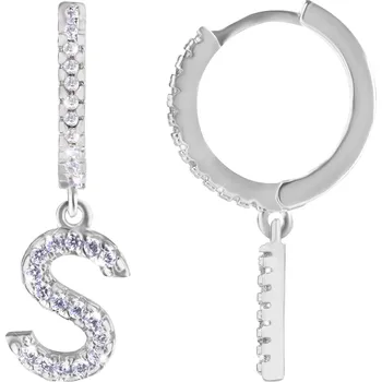 Náušnice Kruhová ocelová single náušnice "S" se zirkony Troli