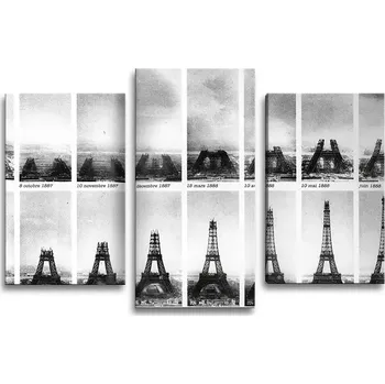 Obraz Sablio Obraz - 3-dílný Eiffelova věž stavba - 75x50 cm