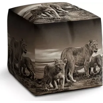 Taburet Sablio Taburet Cube Lvice a lvíčata: 40x40x40 cm