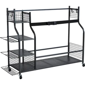 Úložný box Vevor Stojan na 3 golfové pytle, ocelový, na kolečkách, s košíky a háčky