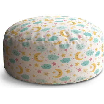 Taburet Sablio Taburet Circle Měsíc a modré mráčky: 38x48 cm