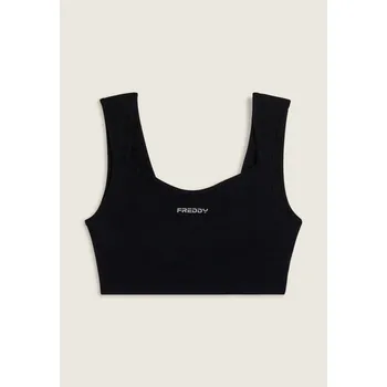Freddy Sportovní top se srdcovým výstřihem a lehkou oporou v černé barvě Vybraná velikost: XS/S