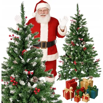 Vánoční stromek Hustý Umělý Vánoční Stromek 150 cm s Jeřabinou a Šiškami Zasněžený