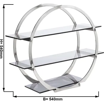 Vinotéka G.Gastro SILVER LINE Round Buffet Display Stand with 3 Plexiglas (Acrylic) Shelves – Chrome - Ø540 × 220 × 540 mm