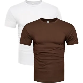 Pánské tričko Recea Pánská sada triček Hune hnědo-bílá S