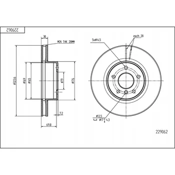 Brzdový kotouč Hart 229 062 Brzdový kotouč