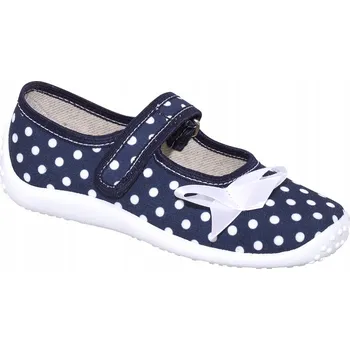 Dívčí obuv ZETPOL Balerínky, dětské papuče Julia, tmavě modré s puntíky, velikost 25