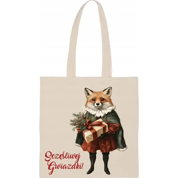 Obraz BAVLNĚNÁ TAŠKA s potiskem vánoční na dárky liška