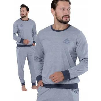 Pánské pyžamo Pánské pyžamo Hotberg Bazyli 1693 melanžová námořnická modrá [velikost L, Barva