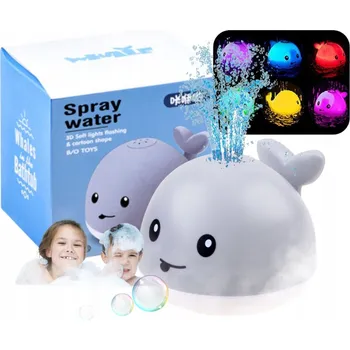 Svítící tryskající fontána velryba do koupele