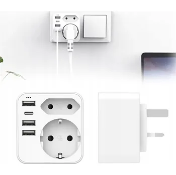 Zabezpečení domácnosti Matná bílá CESTOVNÍ NABÍJEČKA Adaptér se 3 USB porty a 1 portem typu C