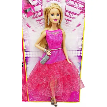 Panenka MATTEL PANENKA BARBIE MÓDNÍ PLES KRÁSNÁ ŠATY VOLÁNOVÉ TŘPYTKY