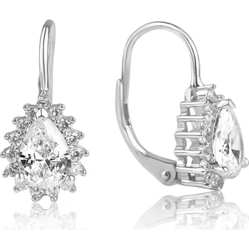 Náušnice Meucci Stříbrné visací náušnice KAPKA se zirkony