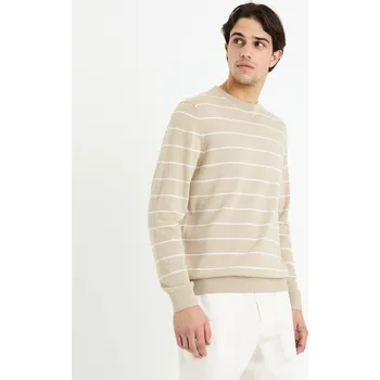 Pánský svetr Celio Pruhovaný svetr Decoton - Pánské Celio krémová 2643732