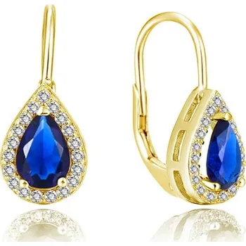 Náušnice Pozlacené náušnice s modrými zirkony AGUC2229-GOLD Beneto