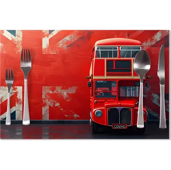 prostírání Sablio Prostírání Červený patrový autobus Vlajka: 40x30cm