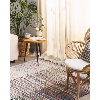 Koberec Barevný koberec 140 x 200 cm vyrobený z bavlny, krátký vlas, obdélníkový, ručně tkaný, moderní Beliani