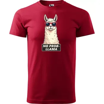Pánská móda Sablio Tričko s potiskem No prob-llama - červené 4XL