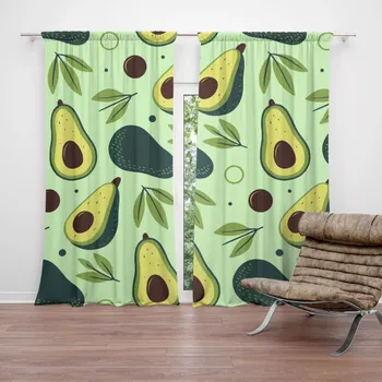 Závěs Sablio Závěs Kreslené avokádo: 2ks 140x250cm