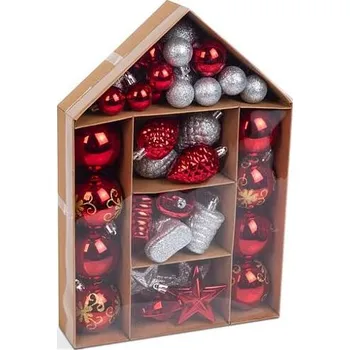 Vánoční dekorace FAMILY 58779A červená/stříbrná 36ks