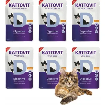 Krmivo pro kočku Kattovit VitalCare Digestive Krmivo Dietní Krmivo pro Kočky - Trávení - Kuře - Sada 6x85g