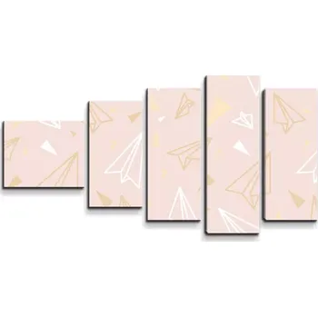 Obraz Sablio Obraz - 5-dílný Papírové vlaštovky - 100x60 cm