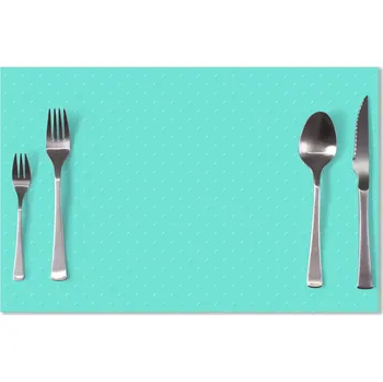 prostírání Sablio Prostírání Bílé čárky na tyrkysové: 40x30cm