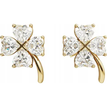Náušnice Náušnice ZLATÉ puzetky Čtyřlístek se zirkony pro štěstí