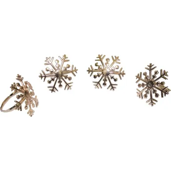 Vánoce Vánoční kroužky na ubrousky Vločky 5 x 5 cm, sada 4 ks, zlatá