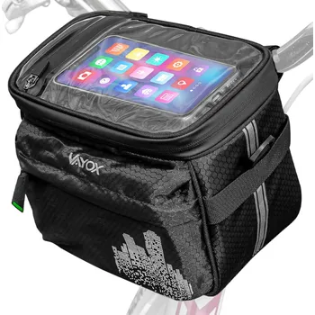 brašna na kolo VAYOX Cyklistická brašna na řídítka VA0167 s pouzdrem na telefon 4,6l ČERNÁ