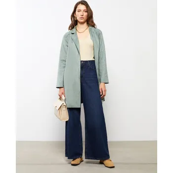 LC Waikiki Dámská bunda límec rovný dlouhý rukáv trenčkot LC Waikiki šedá 2360226