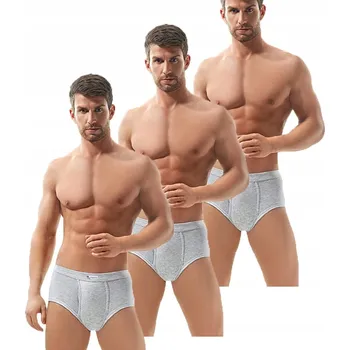 Pánské spodní prádlo Pánské slipy e.CLASSIC žebrované melanž – trojbalení [Velikost S, Barva šedá melanž]