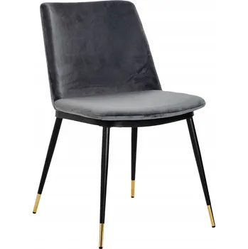 Jídelní židle Židle DIEGO tmavě šedá - velur, podnož černo-zlatá