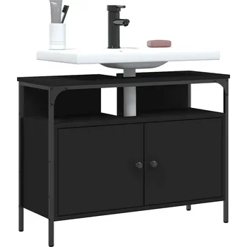 Sada koupelnových doplňků zahrada-XL Koupelnová skříňka pod umyvadlo černá 80x30x60 cm kompozit 842441