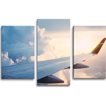 Obraz Sablio Obraz - 3-dílný Křídlo letadla - 75x50 cm