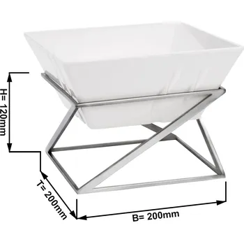 Kráječ na chleba G.Gastro SILVER LINE Stainless Steel Catering Buffet Stand with 1 Melamine Bowl – Chrome - Square - 200 × 200 × 175 mm