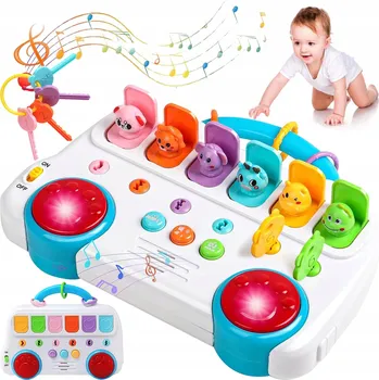 Hračka pro nejmenší AUTOBUS SE ZVÍŘÁTKY VYSKAKUJÍCÍ POP-UP HRAČKA EDUKAČNÍ INTERAKTIVNÍ