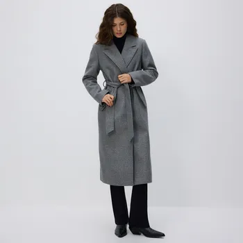 Dámský kabát Reserved - Kabát s páskem k uvázání - tmavě šedá - TS889-90M - TS889-90M-L