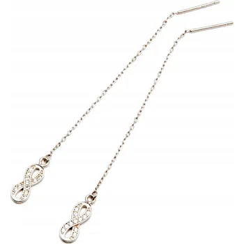 Náušnice Stříbrné náušnice visací nekonečno se zirkony
