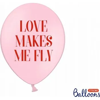 Balónek Latexové balónky růžové Love makes me fly 5 ks