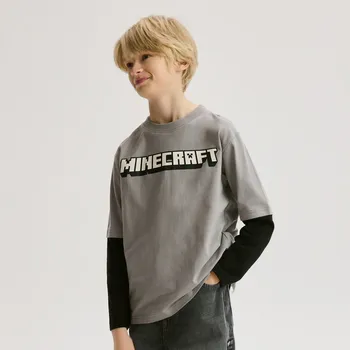 Chlapecké tričko Reserved - Tričko Minecraft s dlouhými rukávy - tmavě šedá - 610FJ-90X - 610FJ-90X-134