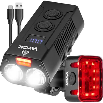 Cyklosvítilna VAYOX Sada cyklistických světel VA0045 + VA0152 přední a zadní POWERBANKA 0,1 MM ČERNÁ