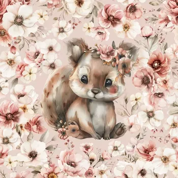 Teplákovina Veverka v sasankách, panel (E) (Panely a ladící metráž)