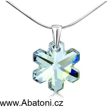 Náhrdelník Swarovski Elements Snowflake krystal 20mm - Stříbrný náhrdelník (přívěsek + řetízek) visací modrá vločka, sněhové vločky 34221.1 Blue Shade (modrá křišťálová světlá, šedo-béžová)