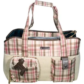 Taška pro psa a kočku Taška kostkovaná - Pink M: 46x20,5x33 cm