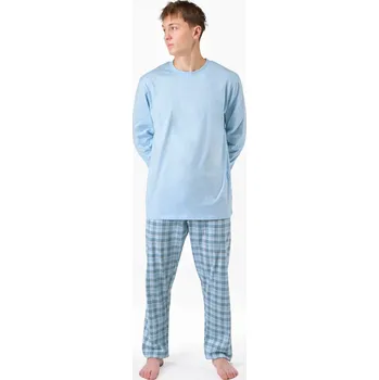 Gina Výhodné balení 5 kusů - Pyžamo dlouhé pánské 79189P Barva/Velikost: pomnenková, bílá / XL