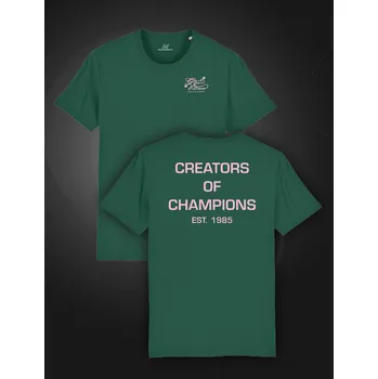 Pánské tričko Triko Creators Of Champions - zelená s růžovým nápisem S