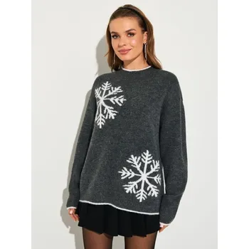 Dámský svetr Sinsay - Svetr se sněhovými vločkami - šedá - 219GT-85M - 219GT-85M-XS